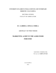 marketing audit in the agro food industry - USAMV Cluj