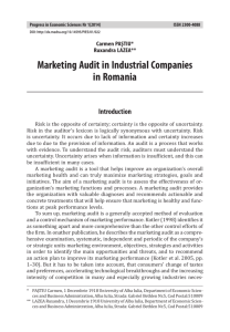 Marketing Audit in Industrial Companies in Romania