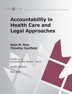 Accountability in Health Care - Canadian Policy Research Networks