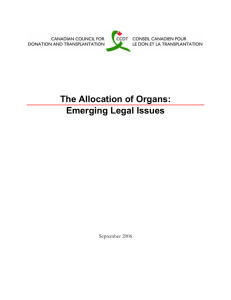 The Allocation of Organs: Emerging Legal Issues