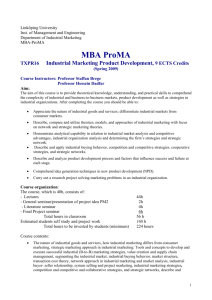 MBA- ProMA Industrial marketing and product development