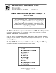 MSBSD Middle School Experimental Design Lab Outline/Guide