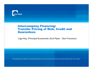 Intercompany Financing: Transfer Pricing of Risk, Credit