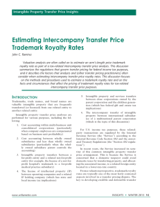 Estimating Intercompany Transfer Price Trademark Royalty Rates