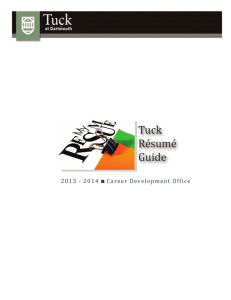Tuck Résumé Guide - Tuck School of Business