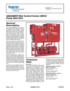 AQUAMIST Mist Control Center (MCC) Pump Skid Unit General