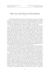 THE CALL AND TASk oF THiS JoURNAL