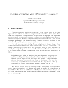 Forming a Christian View of Computer Technology