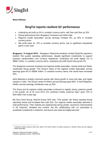 SingTel reports resilient Q1 performance
