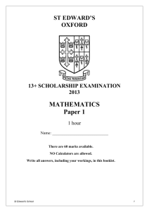 Maths 1 2013 - St Edward's