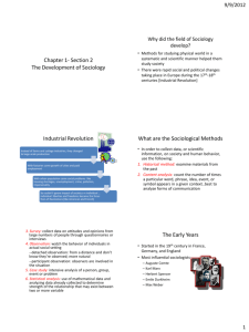 Chapter 1- Section 2 The Development of Sociology