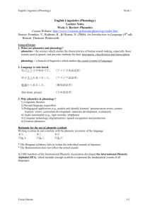 English Linguistics (Phonology) Lecture Notes Week 1: Review