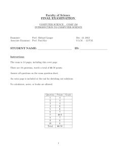 Faculty of Science FINAL EXAMINATION STUDENT NAME: ID: