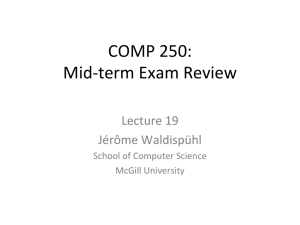 COMP 250: Mid-term Exam Review - McGill School Of Computer