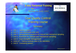 Coal Quality Control Training course - bti