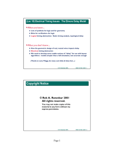 Electrical Timing Models and the Elmore Delay