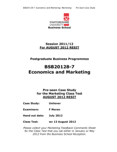 Economics and Marketing resit - pre-seen case