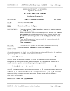 Answers to Mid-Term Exam Fall 2003