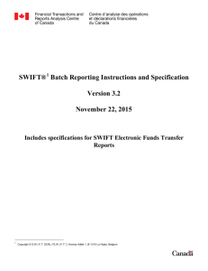 SWIFT Batch Reporting Instructions and Specification