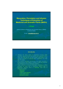 Maceration, Percolation and Infusion Techniques of Extraction of