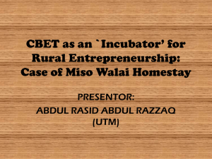 CBET as an `Incubator' for Rural Entrepreneurship: Case of Miso
