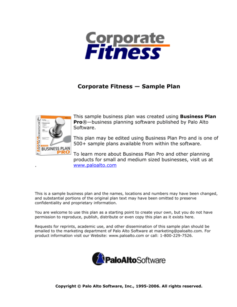 fitness studio business plan example