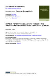 Eighteenth Century Music HAYDN'S FORGOTTEN QUARTETS