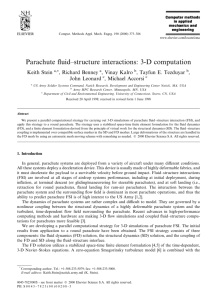 Parachute fluid±structure interactions: 3-D computation