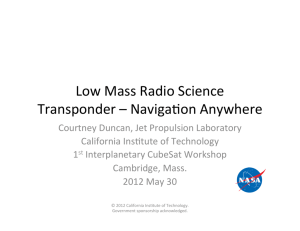 Low Mass Radio Science Transponder – NavigaJon