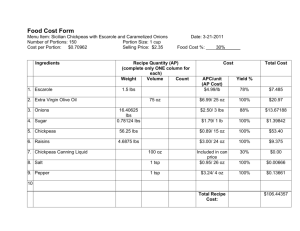 Food Cost Form