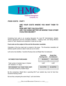 FOOD COSTS: PART I ARE YOUR COSTS WHERE YOU WANT