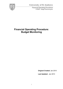 Financial Operating Procedure: Budget Monitoring