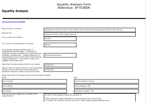 Equality Analysis Form Reference: AF70380N Equality Analysis