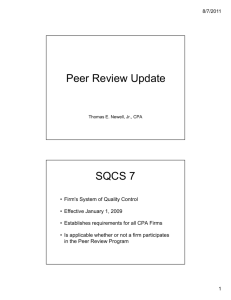 Peer Review Update SQCS 7