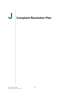 Appendix J - Complaint Resolution Plan