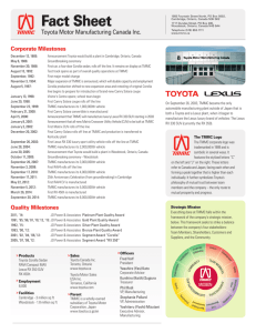 Fact Sheet - Toyota Motor Manufacturing Canada Inc.
