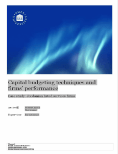 Capital budgeting techniques and firms´ performance. Case study