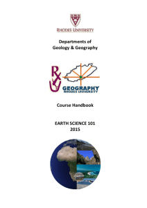 EARTH SCIENCE 101 - Rhodes University