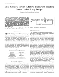 Low Power, Adaptive Bandwidth Tracking Phase Locked Loop (PLL)