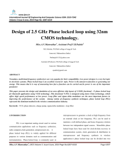 Title : Design of 2.5 GHz Phase locked loop using 32nm CMOS