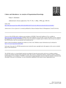 Culture and Subcultures: An Analysis of Organizational Knowledge