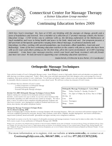 CE Brochure 2009.pub - Connecticut Center for Massage Therapy