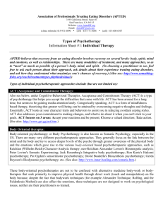 Types of Psychotherapy Information Sheet #1: Individual