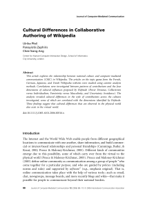 Cultural Differences in Collaborative Authoring of Wikipedia