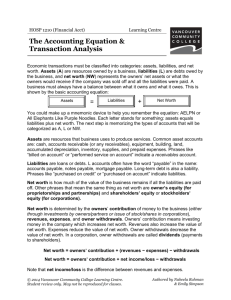 Accounting Equation & Transaction Analysis