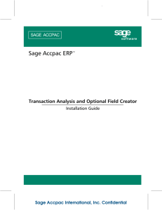 Transaction Analysis and Optional Field Creator Installation Guide