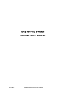 Engineering Studies Resource lists—Combined