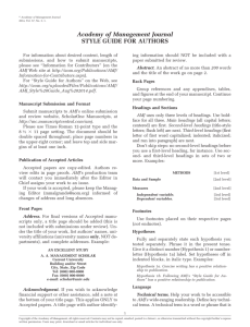 Academy of Management Journal STYLE GUIDE FOR AUTHORS