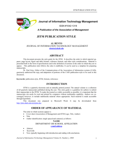 JITM manuscript style - Association of Management/International