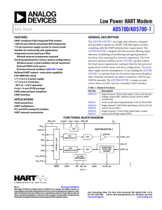 Low Power HART Modem AD5700/AD5700-1